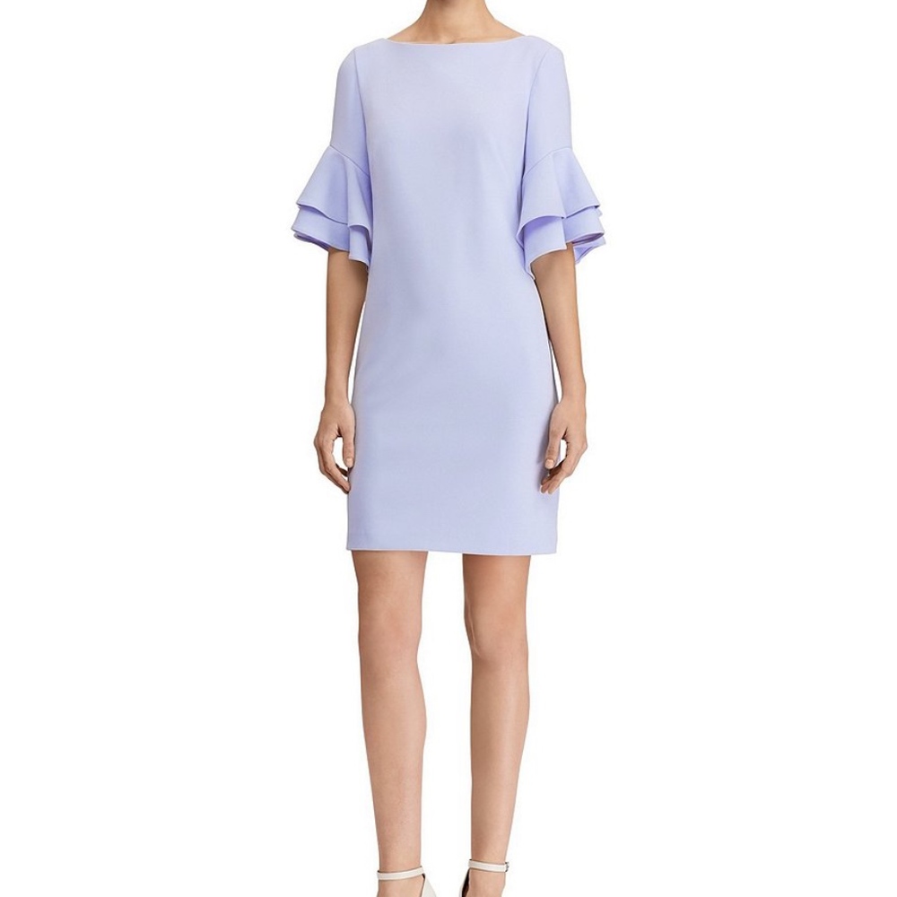 NWT Ralph Lauren Ruffle Bell Sleeve Crepe Dress